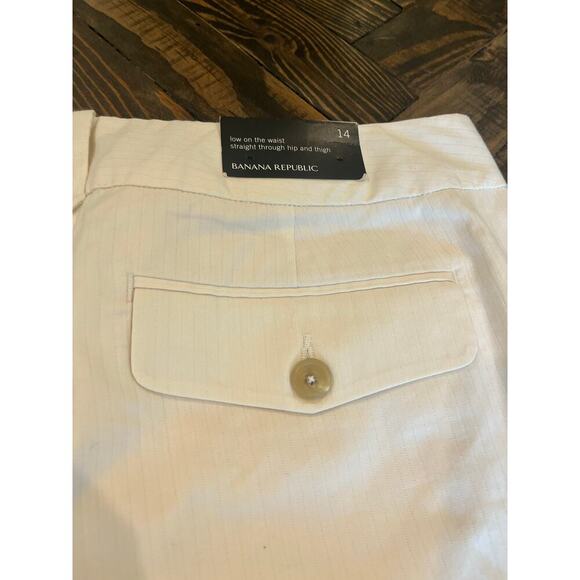 Banana Republic Cotton Silk Blend Pants Women 14 Neutral Light Academia Preppy - Picture 9 of 10